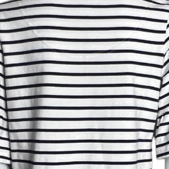 Joules Sienna Fluted Sleeve Dress Cream Navy Blue Striped Nautical Round Neck - Picture 5 of 8
